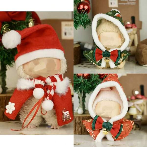 [Solo ropa] Conjunto de capa alegre navideña para muñeca de 17 cm, se ajusta a la 1ra, 2da y 3ra generación