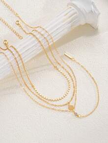 17KM 1pc Fashionable Minimalist Snake Bone Chain Multilayer Necklace, Suitable For Vacation, Party, Date, Daily Wear