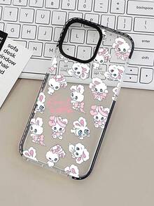 1 件豪华透明兔子设计手机壳，适用于 16/16 Pro/16 Plus/16 Pro Max、17/17 Pro/17 Pro Max、15/15 Pro/15 Plus/15 Pro Max、14/14 Plus/14 Pro Max、13/13 Pro/13 Pro Max、12/11/X/XR/XS Max，万圣节/圣诞节可爱智能手机保护套 - 黑色 - 查看 5