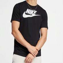 Nike Sportswear Classic Logo Print Crew Neck Retro American Style Short Sleeve T-Shirt, Men, Black