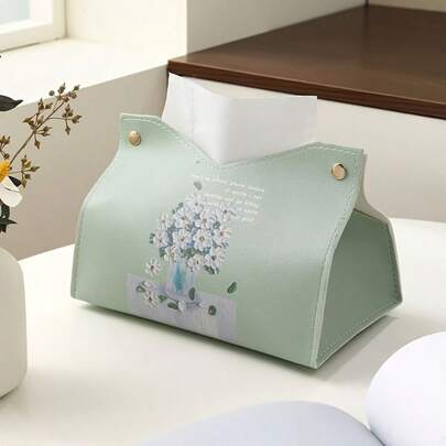 Caja de almacenamiento de cosméticos de alta capacidad, elegante, colorida y artística con diseño de pintura al óleo, adecuada para la sala de estar, el dormitorio, el automóvil, con una variedad de patrones florales, apta para diversas escenas. 1 pieza