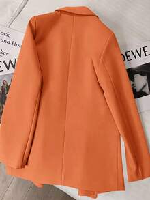 New Autumn Women's Solid Color Double-Breasted Blazer Jacket. Suitable For Dates, Parties, Weddings, And Holiday Celebrations, Also Can Be Worn As An Outerwear And Christmas Jacket For Ladies. Spring, Valentine's Day, Carnival, Beach, Birthday - Orange - View 7