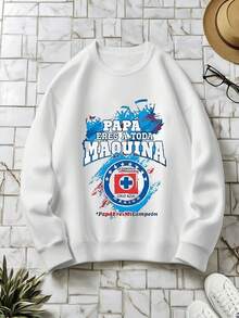 Men's Soft Cotton Hoodie,Sporty Design With Text Dad You Are At Full Speed And Cruz Azul Mexico Motif,Casual And Modern Style.,Fall Hoodies,Men's Fall Clothes,Street Wear,Halloween,Mens Hoodies,Y2k Clothes,Jesus Hoodie,Thanksgiving Day,Nightmare Before Christmas,Christmas - 白色 - 查看 1