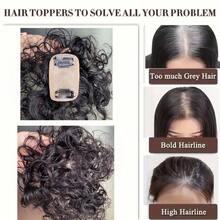 Curly Hair Toppers For Women Human Hair Clip In Hairpiece With Silk Base Natural Black Dark Brown For Thinning Hair 8 Inch - Multicolor - View 3