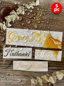 1~5PCS Customized Cup Vinyl Stickers, Personalized Water Bottle Stickers, Customized Name Stickers For Weddings, Design Your Full-Color Custom Stickers, Waterproof Material, Tear Resistant And Residue Free, Colorful Customization,Office Decor