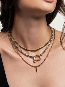 1 chiếc vòng cổ mặt dây chuyền hình tia chớp bằng thép không gỉ 18K chống nước thời trang cổ điển cá nhân hóa phong cách Punk đường phố nhiều lớp nhiều màu, phù hợp cho cả nam và nữ, dùng hàng ngày, tiệc tùng, lễ hội âm nhạc, sinh nhật, ngày lễ, năm mới, ngày lễ tình nhân, ngày của mẹ - Nhiều màu - Xem 6