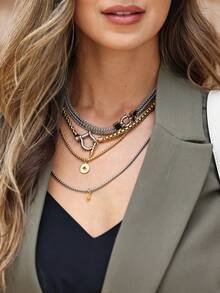 1 chiếc vòng cổ mặt dây chuyền hình tia chớp bằng thép không gỉ 18K chống nước thời trang cổ điển cá nhân hóa phong cách Punk đường phố nhiều lớp nhiều màu, phù hợp cho cả nam và nữ, dùng hàng ngày, tiệc tùng, lễ hội âm nhạc, sinh nhật, ngày lễ, năm mới, ngày lễ tình nhân, ngày của mẹ - Nhiều màu - Xem 2