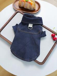 PETCIRCLE 1件宠物衣服，狗狗/猫咪套装，小型犬/幼犬时尚可爱舒适藏蓝色衬衫 - 彩色 - 查看 12