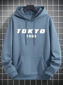 K-GLORY Men's Loose Kangaroo Pocket Hoodie Sweatshirt, Ideal For Car Enthusiasts, Autumn/Winter - Baby Blue - View 6