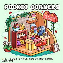 GDTME 1本舒适角涂色书，图案大胆简洁，色彩鲜艳清晰，展现无忧无虑的女孩生活，可使用马克笔涂色，适合成人和青少年，可在办公室放松、在学校玩耍，是生日礼物、返校礼物、圣诞礼物、美术用品的理想之选。24页单面印刷，2026页，7.9英寸 x 7.9英寸。 - 舒適的角落 - 查看 13