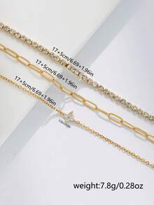 Nooxian Bộ 3 vòng tay nữ, phong cách bãi biển mùa hè Bohemian, bao gồm chuỗi cơ bản nhiều lớp mạ vàng, chuỗi đá Zirconia tennis, chuỗi kẹp giấy, mặt dây chuyền cỏ bốn lá bằng đá Zirconia khảm đồng, vòng tay xếp chồng nhiều lớp, quà tặng trang sức - Vàng - Xem 8