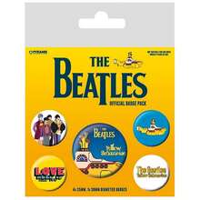 The Beatles Yellow Submarine Badge Set (Pack Of 5) (Yellow/Blue) - 100% Mixed - (BS3393) - Yellow Blue - View 1