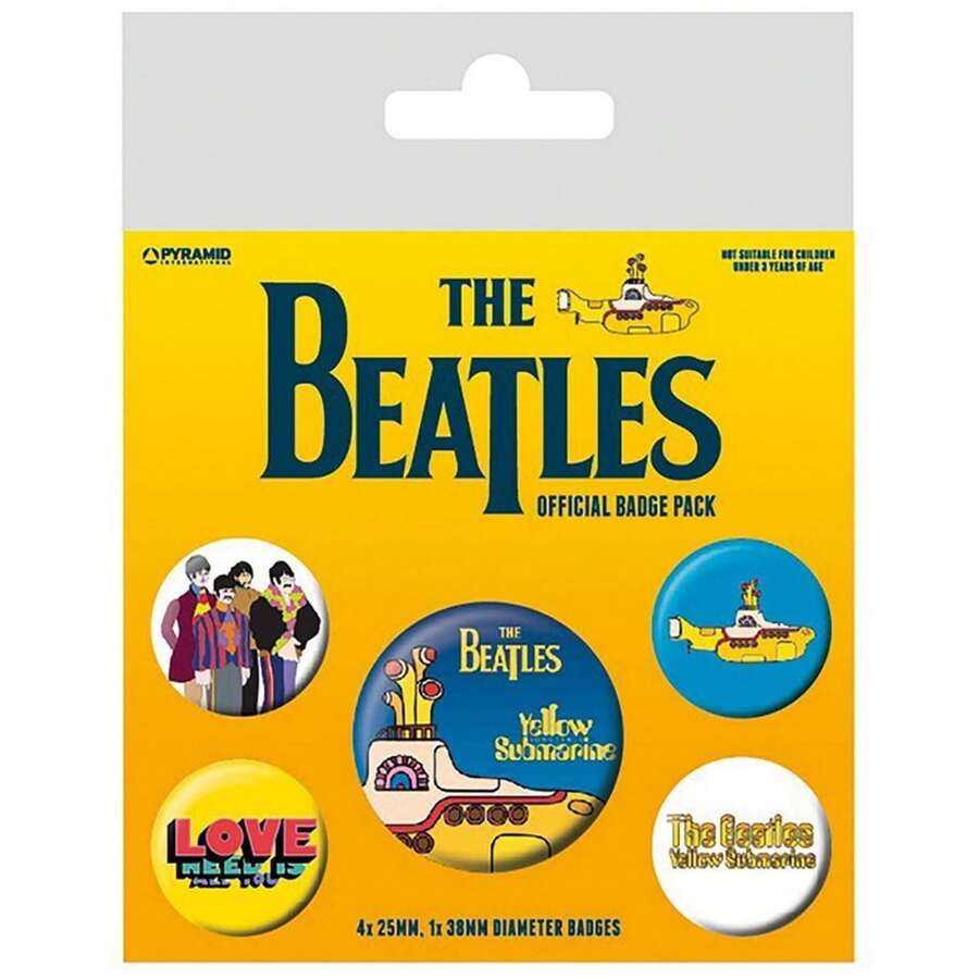 The Beatles Yellow Submarine Badge Set (Pack Of 5) (Yellow/Blue) - 100% Mixed - (BS3393) - Yellow Blue - View 1
