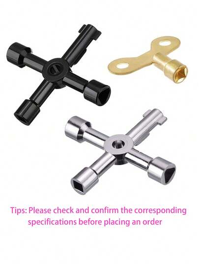 2pcs Practical Key Tool Set, Includes Pipe Wrench Key, Cross Wrench, Faucet Key, Versatile Repair Tools For Faucet, Elevator, Electrical Cabinet, Water Meter Valve, Gas Meter And Electricity Meter