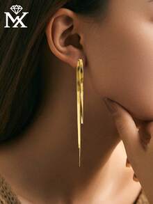 1 Pair Of Fashionable Minimalist 925 Sterling Silver Flat Snake Chain Long Fringe Earrings Suitable For Ladies' Everyday Wear And Party Occasions