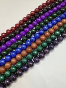 42pcs/Pack 10mm Diameter Beads With Hole, Imitation Natural Stone Gold Sand Stone, Shiny Glass Beads, DIY Jewelry Making, Craft Supplies - Multicolor - View 3