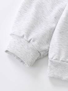 2 Pieces Girls Soft Cute Slogan Bow Print Long Sleeve Hoodie Set, Teen Fashion For Lake Outing, Summer-Fall - Grey - View 8