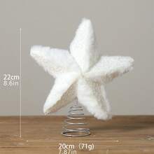 クリスマスツリーのスタートッパー、ふわふわの光沢のあるツリートッパー、ホリデーウィンターパーティーの季節の装飾 - ホワイト - チェックする 7