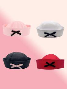 1 pièce Casquette de marin infirmière avec nœud papillon, design d'écharpe de marin rose, légère et confortable à porter, parfaite pour les fêtes à thème, le cosplay, les sorties quotidiennes et les cadeaux de vacances
