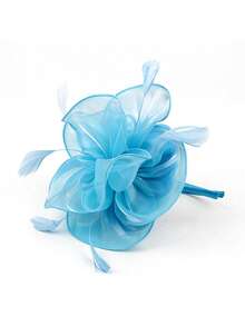 1件套精美头饰，茶会帽，饰有丝带、羽毛和发夹，适合女孩和女士，婚礼用品，发饰，迷你帽子，德比帽，礼物，晚宴 - 彩色 - 查看 23