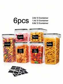 VOOVA 6/24/30-Pcs Sealed Food Storage Containers With LIDS For Cereal, Pasta, Flour And Candy Dishes, Candy Jars, Plastic Kitchen Storage Containers, Kitchen Accessories,Christmas Gifts,Christmas Stuff , - 黑與白 - 查看 13