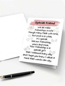 1pc, Warm Greeting Card With Envelope, Friendship Is A Special Gift I Cherish Every Day, Suitable For Birthdays, Anniversaries, Any Special Day, Perfect For Giving To My Best Friend, Best Friend, Good Brother - 彩色 - 查看 6