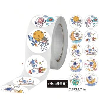 500张/卷可爱卡通宇航员贴纸，DIY手机壳装饰