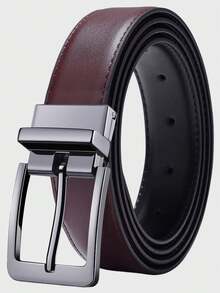 1pc Men's Genuine Leather Belt, Business Buckle Casual Cowhide Double-Sided Waist Belt, Versatile & Authentic Old Money Vintage Autumn/Fall Urban Outfit Classic Christmas Winter Fashion Daily Men Boyfriend Gift - E - View 19