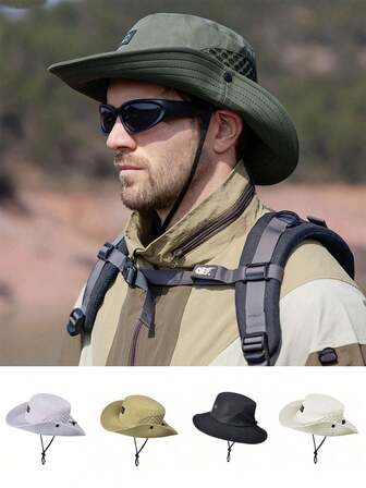 1pc Fishing & Hiking Bucket Hat, Unisex Wide Brim, Waterproof Quick-Dry Breathable Outdoor Sun Protection Hat