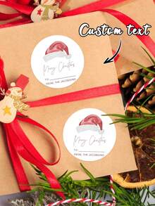 17/35/70pcs Customized 2025 Christmas Stickers, Personalized Text Customization, Christmas Gift Labels, Christmas Labels - Multicolor - View 1