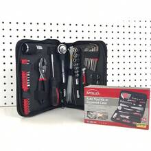 APOLLO TOOLS 56 Piece Compact Metric Auto Tool Set In Zippered Case Small Mechanic Tool Set For Car Emergency Motorcycle Repair On The Road And Travel Tool Needs DT9775 - Red - View 2
