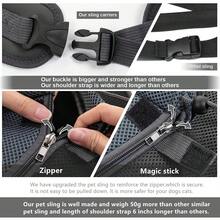 Mochila transportadora para mascotas, bolsa de perro con cordón sin manos y correa ajustable, bolsa de malla transpirable adecuada para cachorros y gatitos, bolso cruzado para perros con bolsillo, ideal para actividades al aire libre - Negro - Ver 6