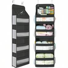 5 Tier 1Pc Over Door Organizer, Swing - Proof Door Organizer Hanging With PVC, Behind Door Storage Bedroom Nursery Closet Laundry Pantry Bathroom, - Black + 1 Pack - View 2