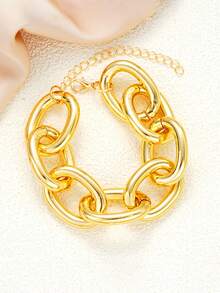 2pcs Vintage Fashionable Exaggerated Hip-Hop Style Metal Hollow Geometric Chain Necklace & Bracelet 2-In-1 Gold Jewelry Set, Minimalist Punk Street Style Layered Choker Necklace, Suitable For Parties, Dates, Holidays, Gifts