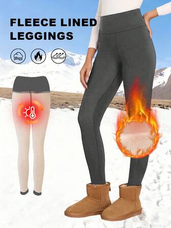 1 st damleggings med foder, varma, plyschiga termostymbyxor för höst/vinter, tjocka, mjuka yogabyxor för träning, hög midja, avslappnade skinnybyxor med ullfoder, medelstretchigt, icke-genomskinligt tyg, bekväma och moderiktiga för vardagsbruk, lämpliga för hemmet, utflykter, dejter etc. | Moderiktiga vinterbyxor | Byxor med resår i midjan