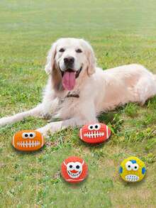 带趣味表情的吱吱作响的乳胶减压球玩具，狗狗训练玩具 - 彩色 - 查看 5