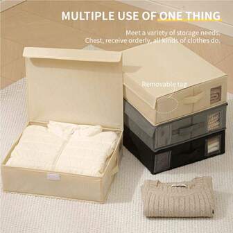 1 pieza Caja de almacenamiento de ropa plegable con asa, organizador para mantas, ropa de cama, ropa interior, almacenamiento de armario
