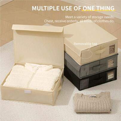 1 pieza Caja de almacenamiento de ropa plegable con asa, organizador para mantas, ropa de cama, ropa interior, almacenamiento de armario