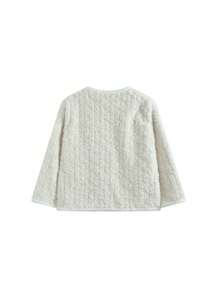 富家千金女士蓬松外套，加厚棉质上衣，秋冬款 - 白色 - 查看 5