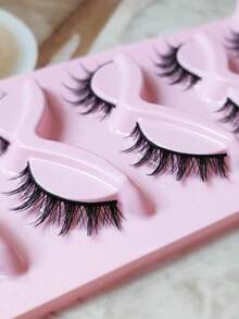 5 Pairs/Box Cartoon Eyelashes, Lightweight European-American Petite Devil False Eyelashes, Mixed Girl Group 3D Natural Curly Crossed One-Piece Eyelashes, Enlarging Eyes, Suitable For Cosplay, No-Makeup Look And Light Makeup - Natural Lashes - View 2
