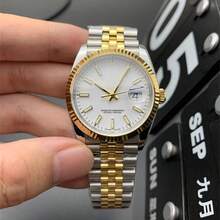 Factory Low Price Cross-Border Foreign Trade Laojia Log Watch Men's Watch Fully Automatic Mechanical Watch Mechanical Watch Stainless Steel Band Waterproof Watch Men - Platinum Steel  1 - View 17