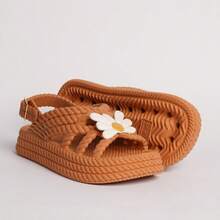 Kit Of 2 Pairs Of Girls' Daisy Sandals, Lightweight And Comfortable, Braided School Shoes - 白色+焦糖色 - 查看 3