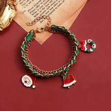 1pc Elegant Christmas Santa Claus Bell Snowman Pendant Bracelet For Women, European & American Christmas Bracelet
