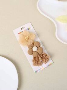 3pcs/Set New 3D Floral Baby Headbands, Cute Chiffon Flower Infant Headbands, 3pcs Chiffon 3D Floral Girl Hair Clips, Versatile Pastoral Style Baby Hair Accessories (Excluding Paper Card)