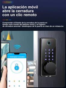 Cerradura Electrónica Inteligente automatica de sobreponer para puerta exterior| Chapa Digital Eléctrica | Celular, Huella, Código, Tarjeta, Llaves Físicas - por defecto - Ver 4