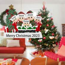 1 pezzo Decorazione personalizzata per albero di Natale, ornamento in legno con nomi personalizzati dei membri della famiglia, ciondolo decorativo per albero di Natale, forniture per decorazioni natalizie per la casa, multifunzionale, regolabile, anti-muffa, ornamentale, riutilizzabile, raffinato, adorabile, di alta qualità, moderno, colorato, carino, confortevole, elegante, personalizzato, unico, regali ideali per lui, regali ideali per lei, fidanzato, fidanzata, papà, mamma, famiglia, amici, figlio, figlia, studenti, ufficio, sala da tè, scuola, casa, calendario festivo