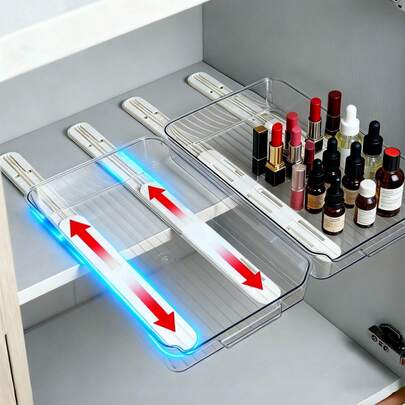 4 thanh ray trượt, thanh trượt ngăn kéo lắp đáy không cần vít dễ lắp đặt, thanh trượt giỏ đựng đồ, thanh trượt ngăn kéo tự làm, thanh trượt lưu trữ đa năng, thích hợp cho hộp lưu trữ ký túc xá, tủ bếp gia đình, tủ phòng tắm và tủ quần áo, 2/4 cái