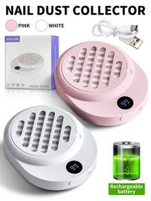 迷你可充电美甲吸尘器，美甲师专用，紧凑型真空风扇吸尘器，无线吸尘器，美甲修脚工具，适用于亚克力指甲抛光，附赠10张滤纸，圣诞节和情人节礼物 - 彩色 - 查看 2