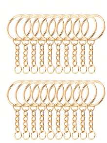 60/30pcs Metal Key Rings Wholesale, Suitable For Christmas, Mother's Day, New Year, Valentine's Day, Ramadan, Car Key Chain Accessories, DIY Pendant, Cartoon Toy Accessories - Gold - View 2