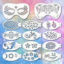 5 件美人鱼鳞片模板，美人鱼化妆模板可重复使用鱼鳞模板大号塑料鳞片墙面模板，可用于面部和身体绘画 - 白色 - 查看 1